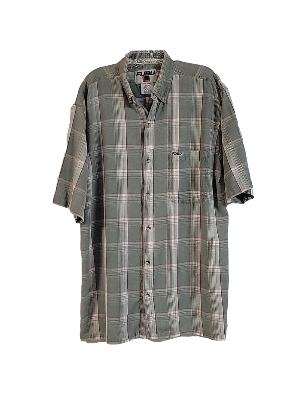 Fubu Sports Men's Short-Sleeved Button-Down  Shirt, Size Large